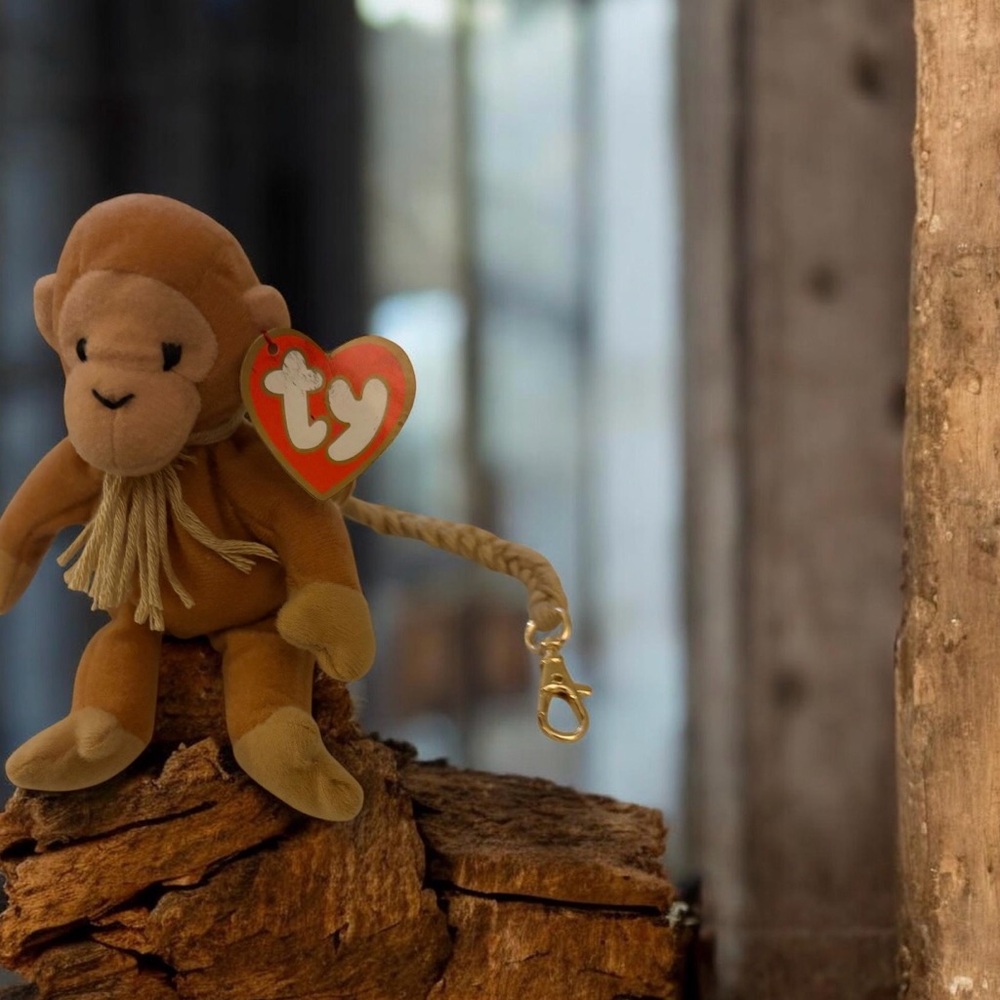 Ty Tan Monkey Plush Keychain